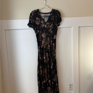 GAP Floral Black and Brown Maxi Dress